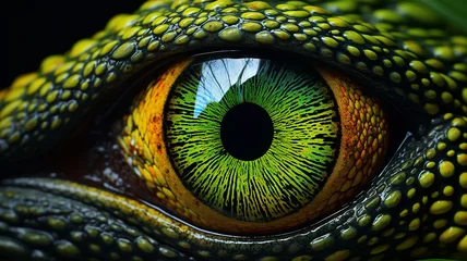 Washable wall murals Macro photography macro eye lizard chameleon