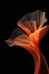 orange cloth flying background. orange flower on black background suitable for wallpaper, banner, and cover. orange and red abstract flower. Illustration.
