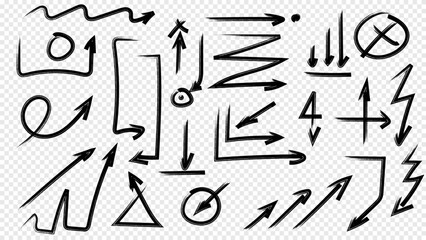 Different brush drawn charcoal arrows seamless pattern. Bold lightning shaped arrows. Hand drawn various bold straight lines with angles. Abstract geometric zigzag. Sketchy grunge style. Seamless art