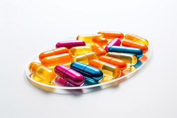 Colorful antibacterial pills on a white background alternative medication