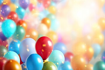 Fototapeta na wymiar Colorful balloons against a joyful party backdrop