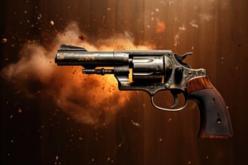 Flying bullet fired from a revolver - obrazy, fototapety, plakaty