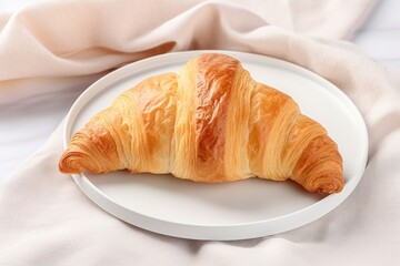 French breakfast Isolated croissant on white background Fresh and delicious