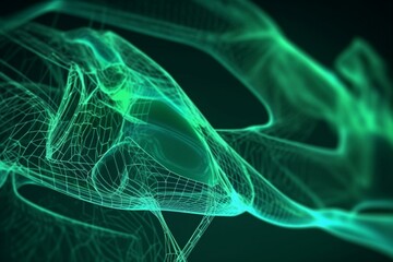Abstract medical tech background. Green, innovative medicine. 3D render. Generative AI