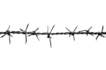 Isolated white barbed wire on white background