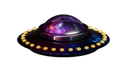ufo isolated on a white background. The alien ship is realistic on a clear background. 3d illustration render.