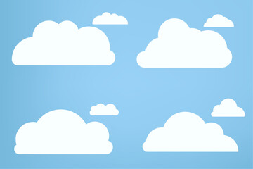 Groups of white cloud objects, cloud concepts, clouds element, clouds caroon style, in a flat design