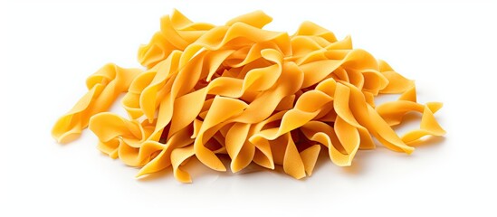 Pasta made from organic ingredients displayed against a backdrop of white