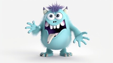 Fototapeta premium Colorful monsters with white background. Funny ai generated monsters.