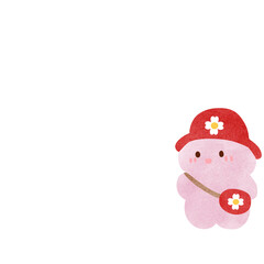 Pink rabbit with red hat