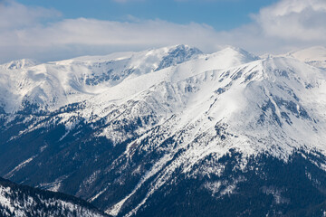 Fototapeta na wymiar Winter mountain landscape in the Polish Tatra Mountains. Zakopane