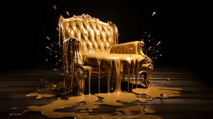 Golden Chair with liquid