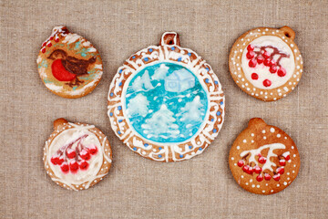 Gingerbread cookies freshly baked and frosted Christmas baked goods for the holiday