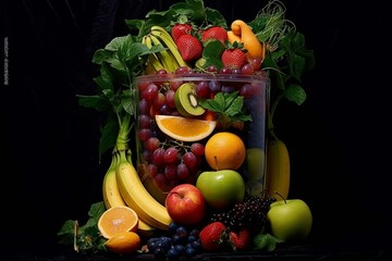 A mix of fruits in a container. Generative AI
