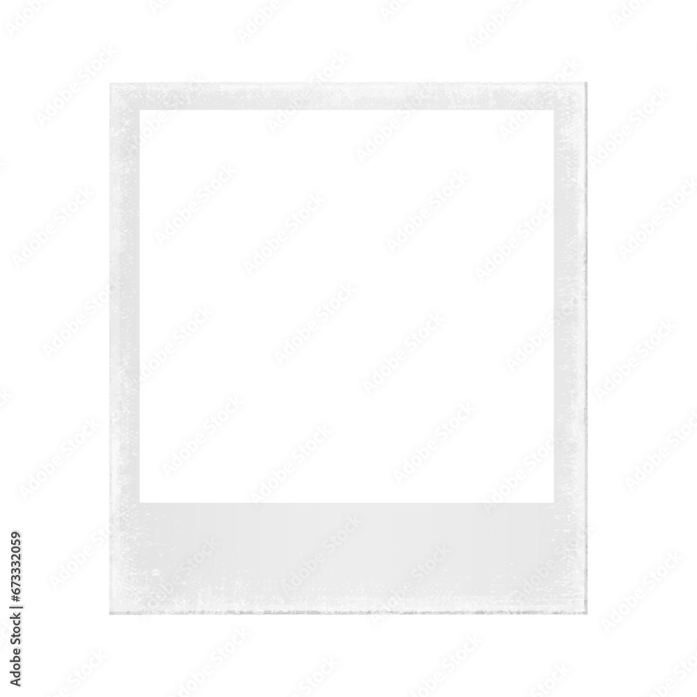 Poster empty white polaroid photo frame with scratches, old photo card film analog frame mockup - stock vec