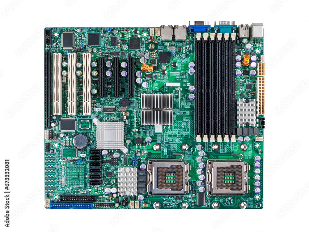 Aufkleber motherboard for assembling a personal computer high-performance systems self-assembly, isolated on w