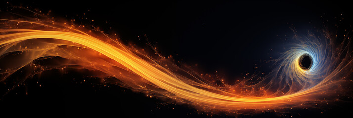 Abstract fire wave in space on black background - obrazy, fototapety, plakaty
