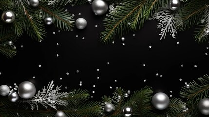 Obraz na płótnie Canvas festive New Year background with fir branches.