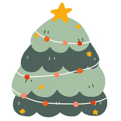 Cute Christmas tree sticker Christmas or New Year's illustration 
