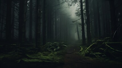 Obraz premium abandoned dense dark forest.