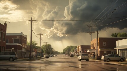 a tornado is approaching a small town