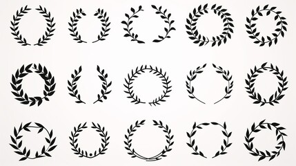 Set of black laurels frames branches