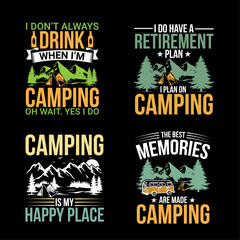 Camping t shirt design bundle, Quotes of camping, Adventure, outdoor, camping T shirt, Hiking, campfire Camping vintage T shirt design Collection