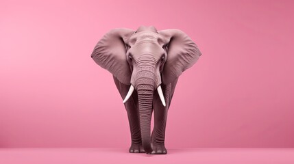 African elephant on pink background.