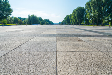 The famous "Grosse Strasse" (meaning: Big Road) in Nuremberg, Bavaria, Germany. View from the textured ground. Place used by the Nazi army for parades.