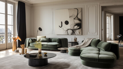 Modern fashionable and elegant living room interior