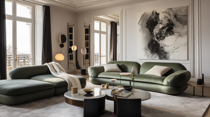 Modern fashionable and elegant living room interior