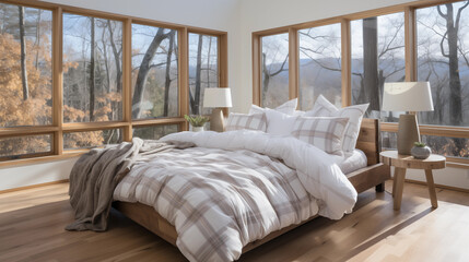 Fototapeta na wymiar closeup bedroom interior in winter