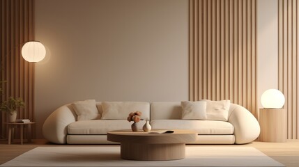 Fototapeta na wymiar Modern cozy living room interior. Generative AI.