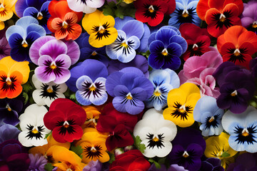pansies as a floral background. natural multicolored backdrop. - obrazy, fototapety, plakaty