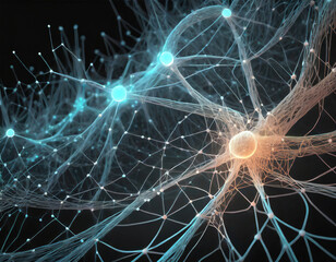 AI Neural Nets. Futuristic Background of Artificial Intelligence Neural Networks. Black Background