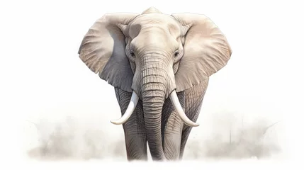 Foto op Aluminium huge African elephant on a light background. © Yahor Shylau 
