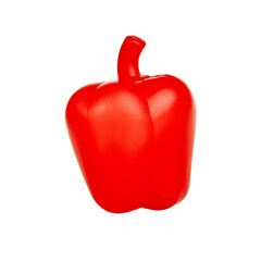 sweet red pepper fruit plastic toy artificial isolated on white background
