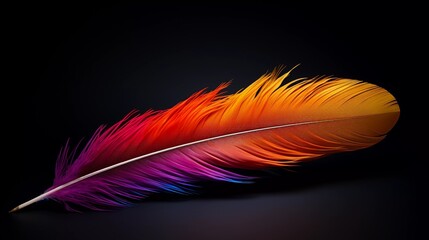 Feather Beauty: Color Explosion Against Black Backdrop