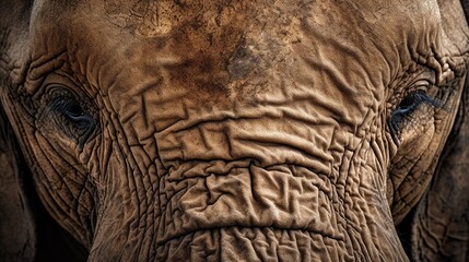 Fototapeta premium Close-Up of Elephant's Weathered Skin and Expressive Eye
