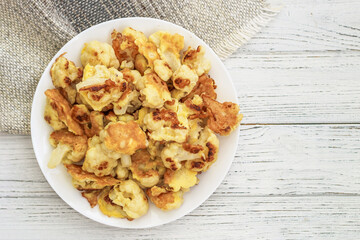 Vegetables Cauliflower fried in egg and flour batter