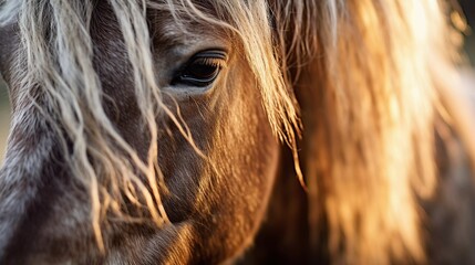 Close-up Portrait of a Majestic Horse with Flowing Mane