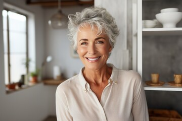 an older woman smiling at the camera,