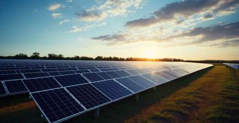 a large number of solar panels in a field