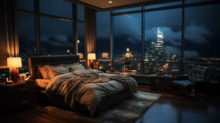 Foto op Plexiglas luxury hotel bedroom interior © lichaoshu