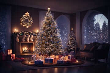 Fototapeta na wymiar christmas tree with candles