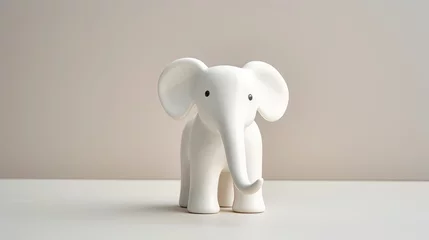 Zelfklevend Fotobehang white porcelain figurine of an elephant stands on the table. © Yahor Shylau 