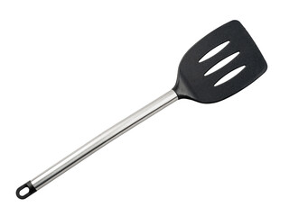 Kitchen spatula with a metal handle and a plastic heat-resistant working part isolated on a white background