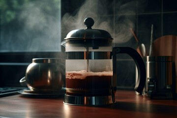 sound of a coffee press brewing. Generative AI