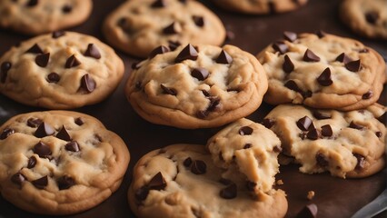 Homemade chocolate chip cookies on fireproof paper

