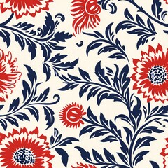 Block Print and Artistic Flourish Pattern